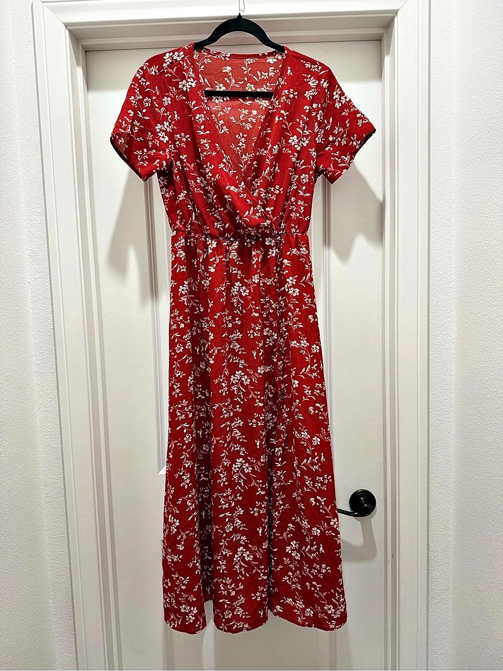 Red & White Floral Maxi Dress